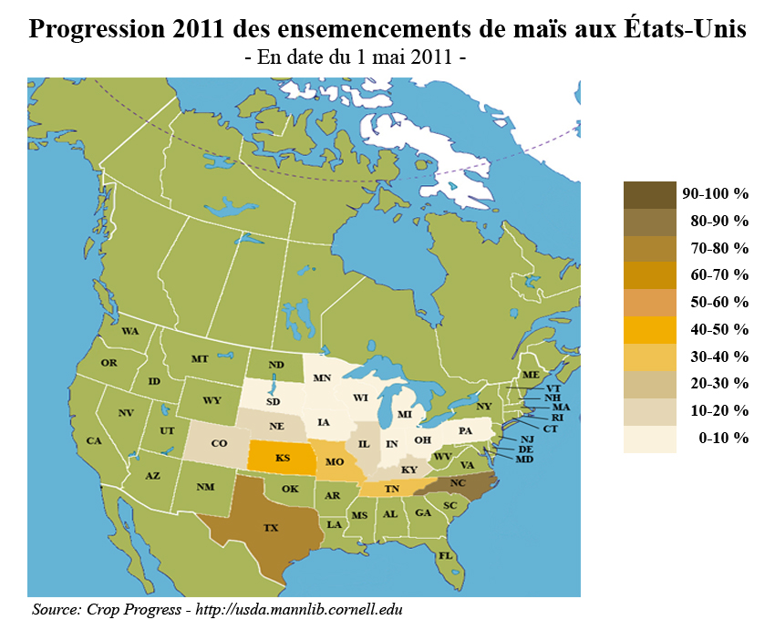 Progression des semis US au 2 mai 2011